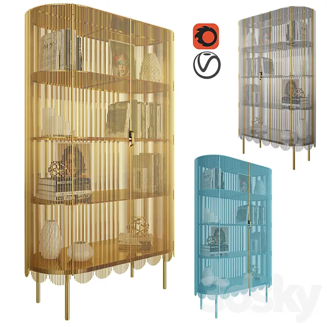 Cabinet Strings Gold _ Blue _ Silver Gold by Scarlet Splendour 3DS Max Model