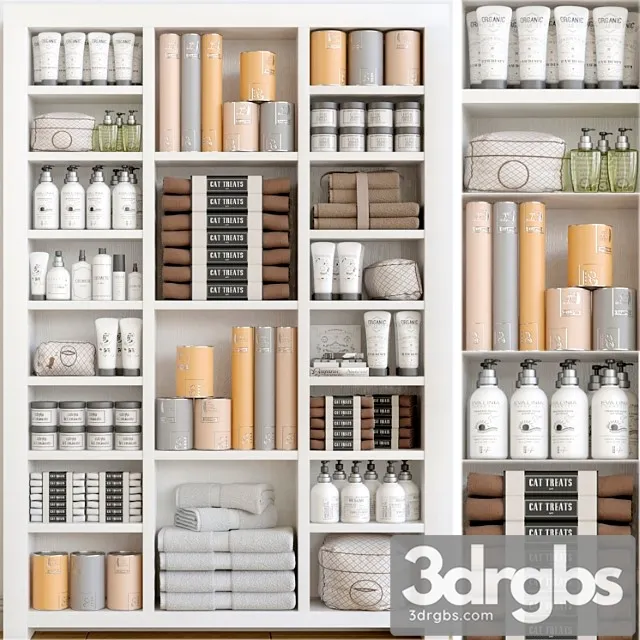 Cabinet With A Collection Of White Cosmetics 3 Make Up and Bathroom Accessories 3dsmax Download