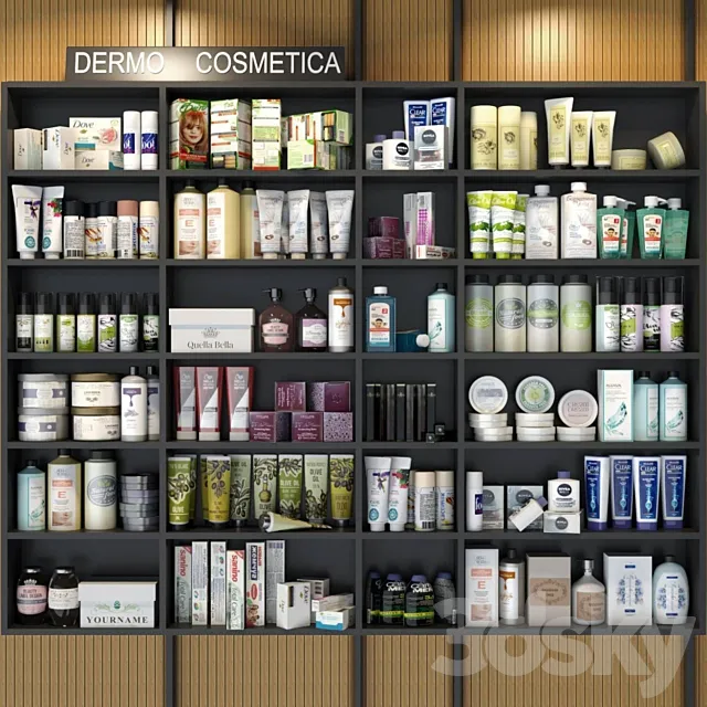 Cabinet with cosmetics for beauty salons or bathroom accessories. Make up 3DS Max Model