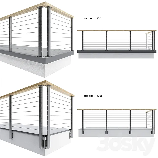 cable railing-04 3ds Max