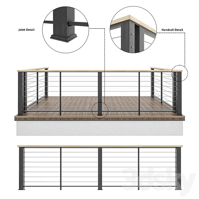 cable railing 3ds Max