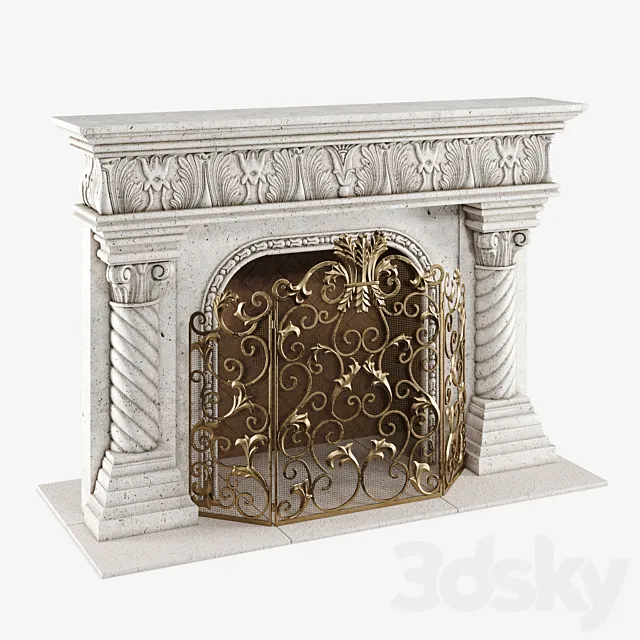 Caesar Mantel & Acanthus Fireplace Screen 3ds Max