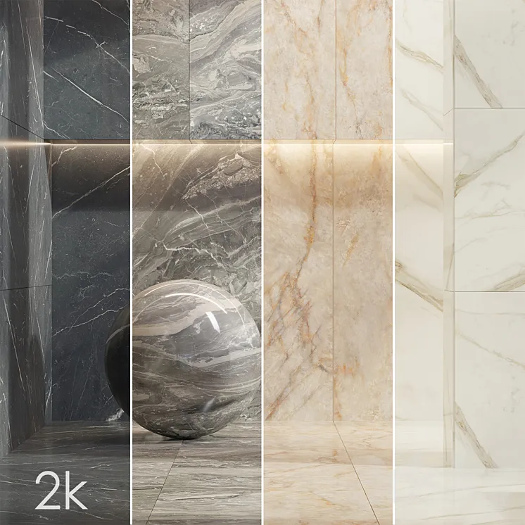 Caesar Set 25 – Marble BUNDLE – 4 types: White Grey Beige and Black 3DS Max