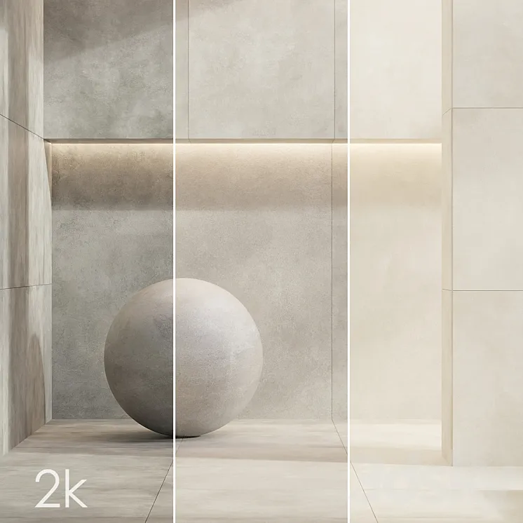 Caesar Set 32 – Concrete Porcelain Tiles BUNDLE – 3 types: Grey Light Grey Beige 3DS Max Model