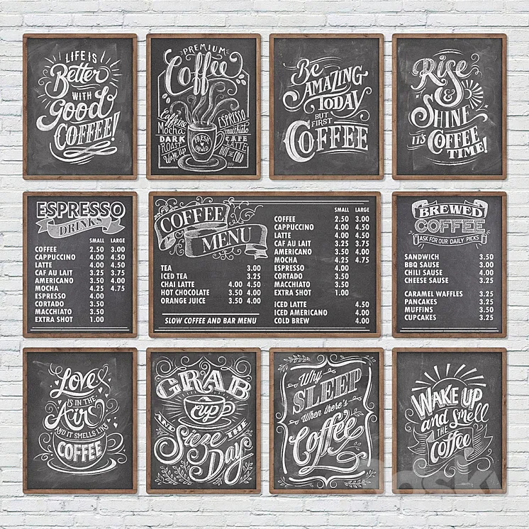Cafe chalkboards 3DS Max