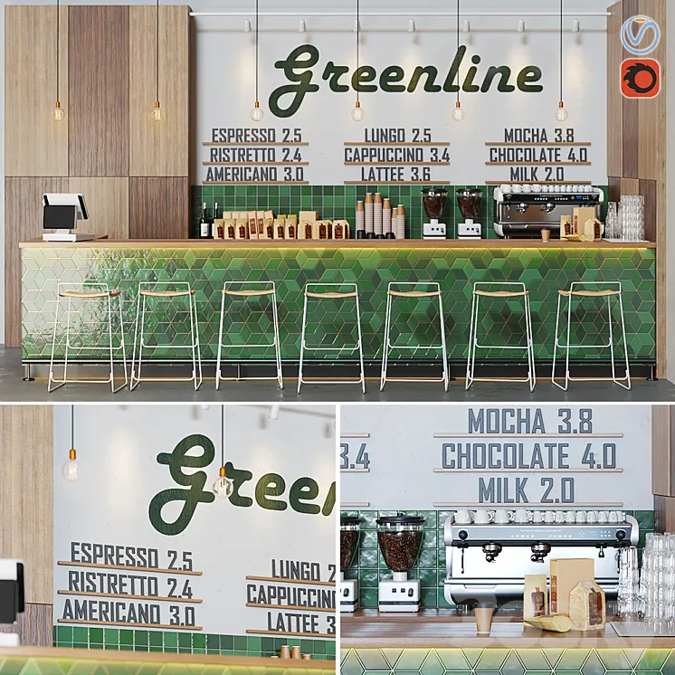 Cafe greenline 3DS Max