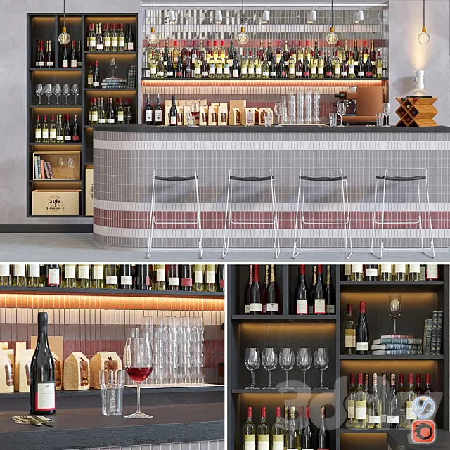 Cafe wine and wine 3DS Max Model