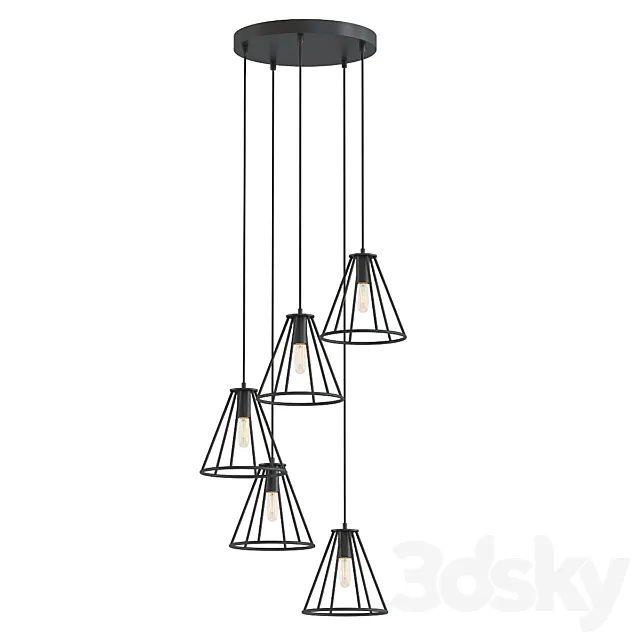 Caged cone multi light pendant 3ds Max