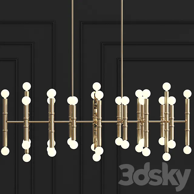 Cairo Eight-Arm Contemporary Meurice Rectangular Chandelier 3ds Max