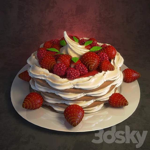 Cake with berries 3DSMax File