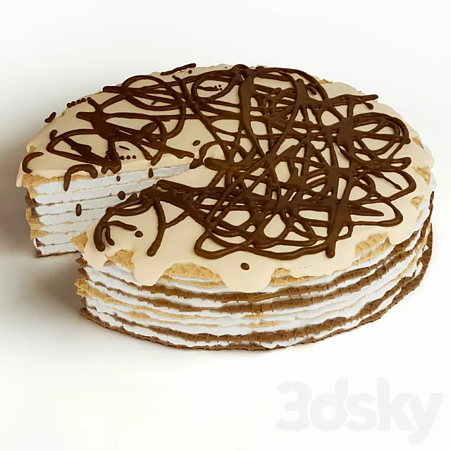 cake with cream waffle 3DSMax File