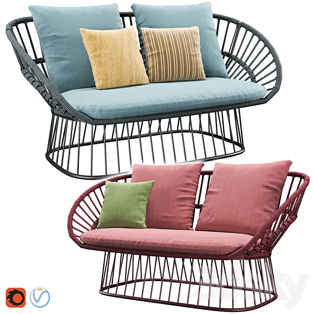 Cala 2 Seater Garden sofa By Kettal 3ds Max