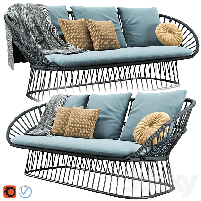 Cala 3 Seater Garden Sofa By Kettal 3DS Max Model