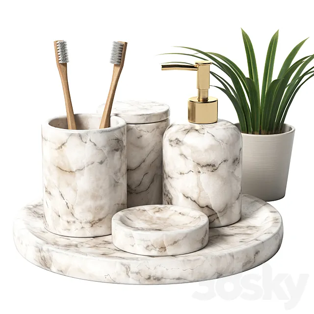 Calacatta Viola Marble Bathroom Accessories Set 3dsMax Model