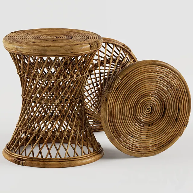 Calero Rattan Round Stool TAN 3DSMax File