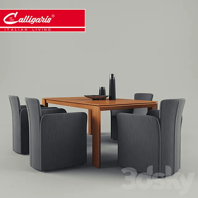 Calligaris _ Omnia table Nido chair 3DS Max Model