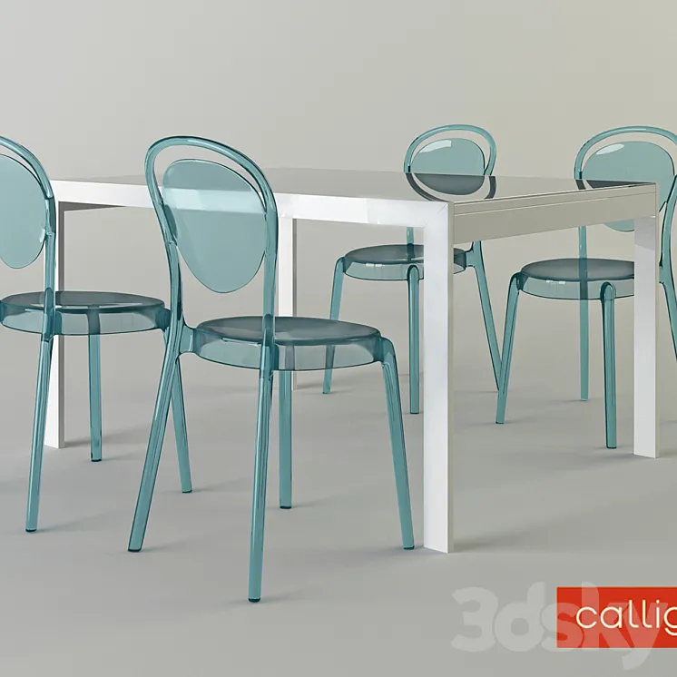 Calligaris chair parisien and table key 3DS Max