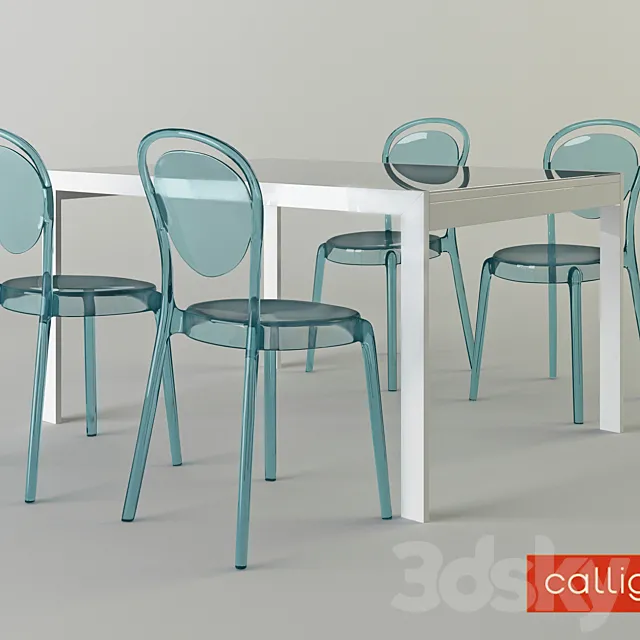 Calligaris chair parisien and table key 3DSMax File