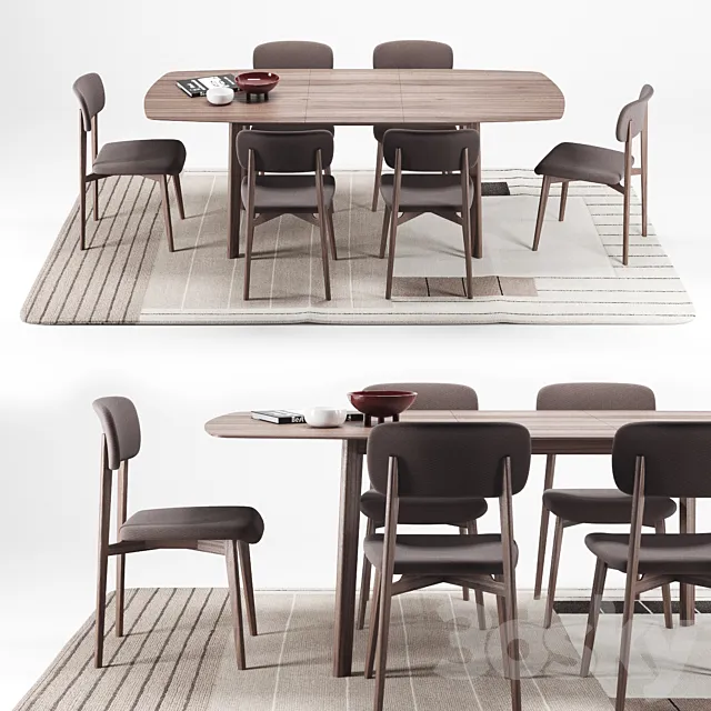 Calligaris Cream Table + Stockholm Chair 3DSMax File