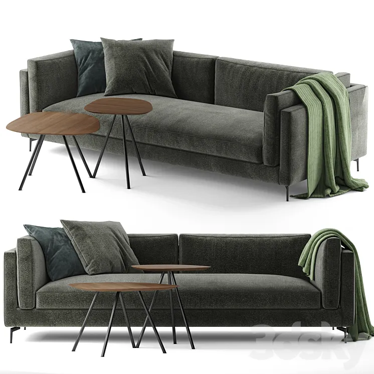 Calligaris Danny sofa and Calligaris Tweet coffee tables 3DS Max