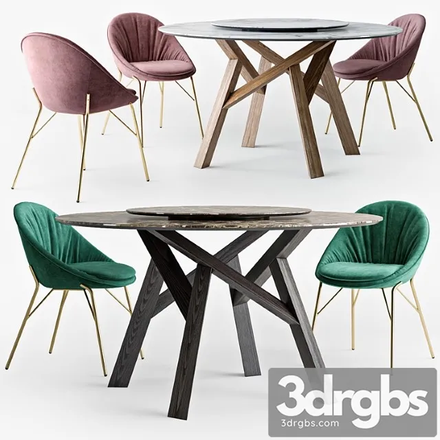 Calligaris jungle round table lilly chair set