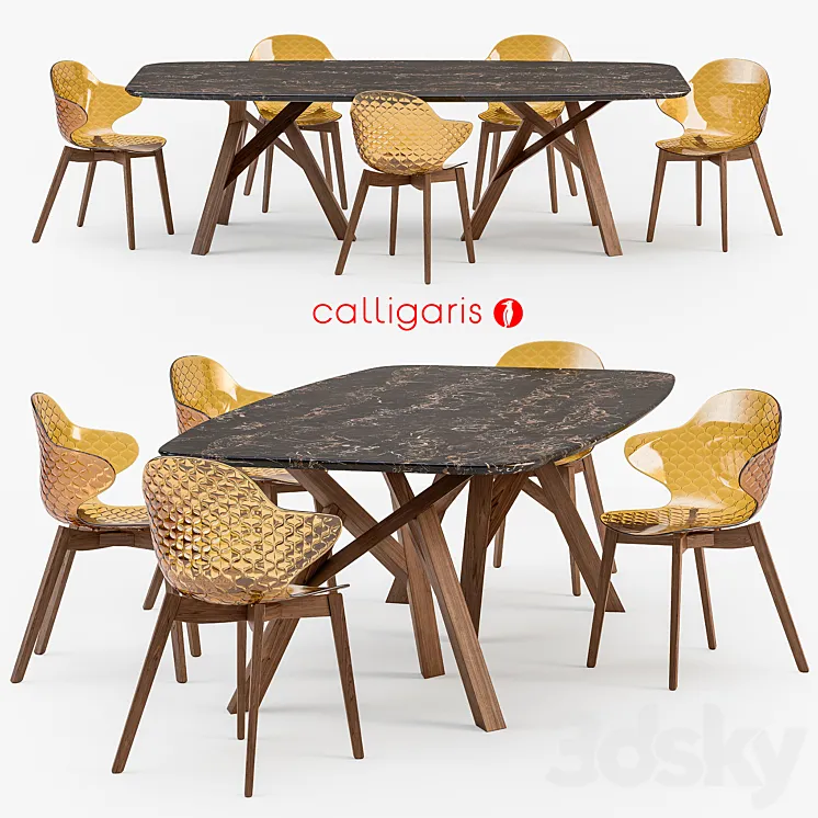 Calligaris Jungle table Saint Tropez wood chair 3DS Max
