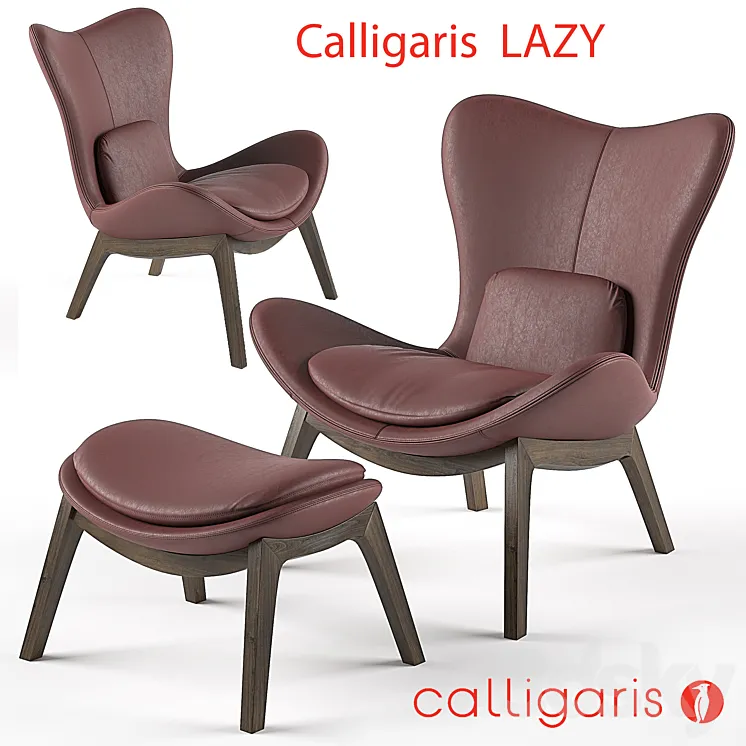 Calligaris Lazy armchair & footstool 3DS Max