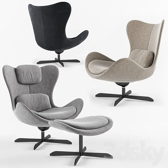Calligaris LAZY armchair with 4 spoke base 3DS Max Model