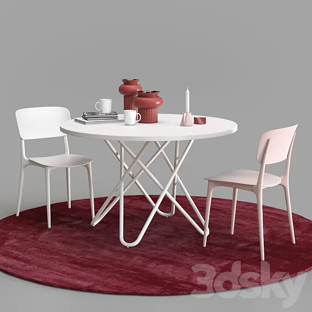 Calligaris Liberty chair and Stellar table set 3ds Max