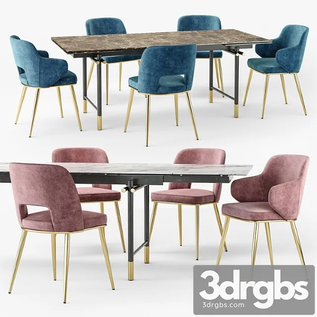 Calligaris monogram table foyer chair set 2 3dsmax Download