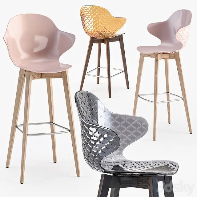 Calligaris saint tropez wood stool 3dsMax Model
