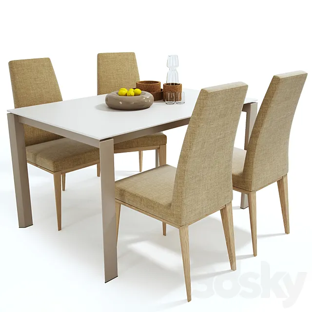 Calligaris set table Duca chair Bess 3DS Max Model