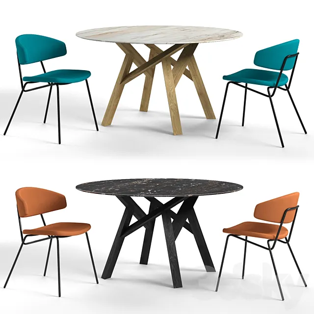 Calligaris sophia chair and jungle table 3DSMax File
