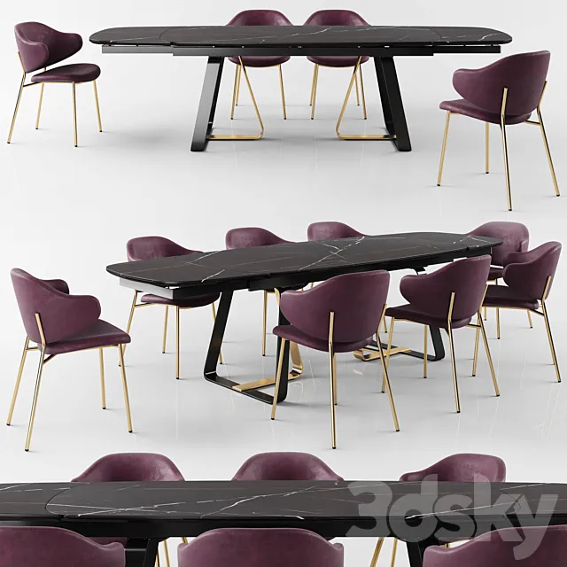 Calligaris Sunshine Tavalo table_Holly Chair 3DS Max Model