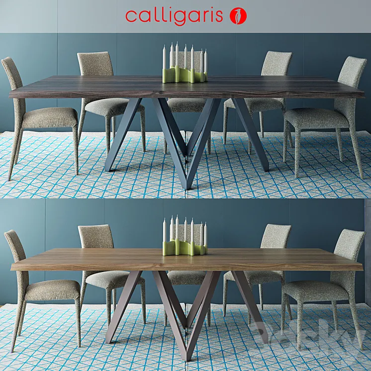 Calligaris table CARTESIO Table_ANÄIS Chair 3DS Max