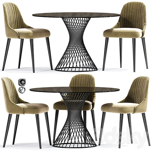 Calligaris Vortex Table And Strip Chair 3DS Max Model