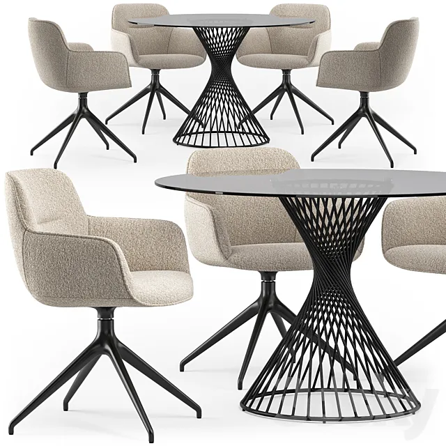 Calligaris Vortex table Cocoon armchair set_01 3ds Max