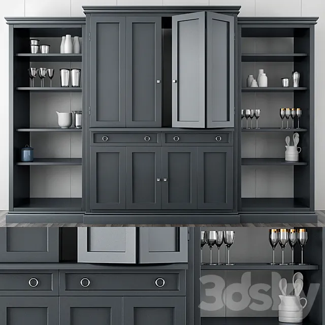 Cameo 4-Piece Gray Glass Door Wall 3DS Max Model