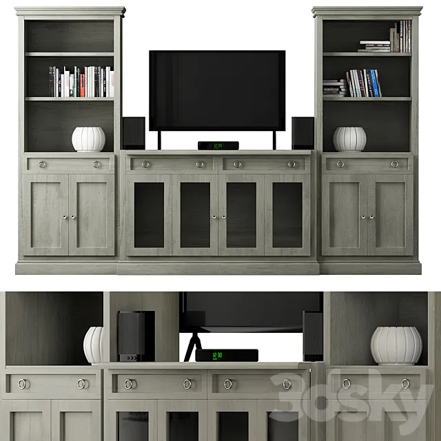 Cameo 4-Piece Gray Storage Bookcase Entertainment 3ds Max