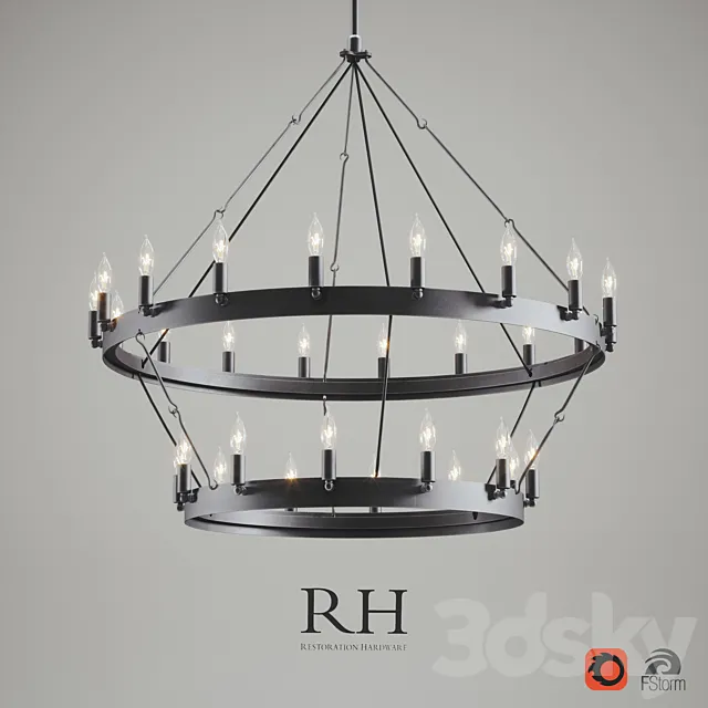 CAMINO VINTAGE CANDELABRA 2-TIER CHANDELIER 3DS Max Model