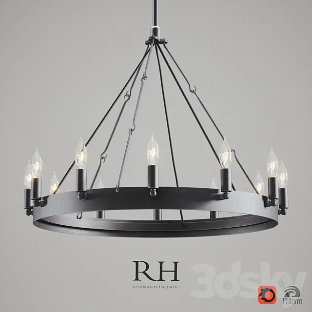 CAMINO VINTAGE CANDELABRA _ FILAMENT ROUND CHANDELIER IRON 3DS Max Model