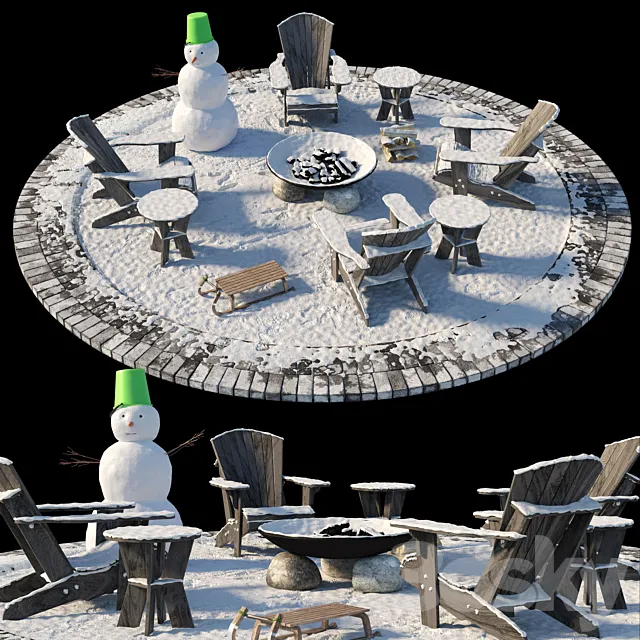 Campfire zone (winter) 3ds Max