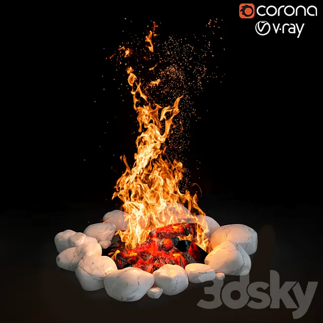 camping fire 003 3ds Max