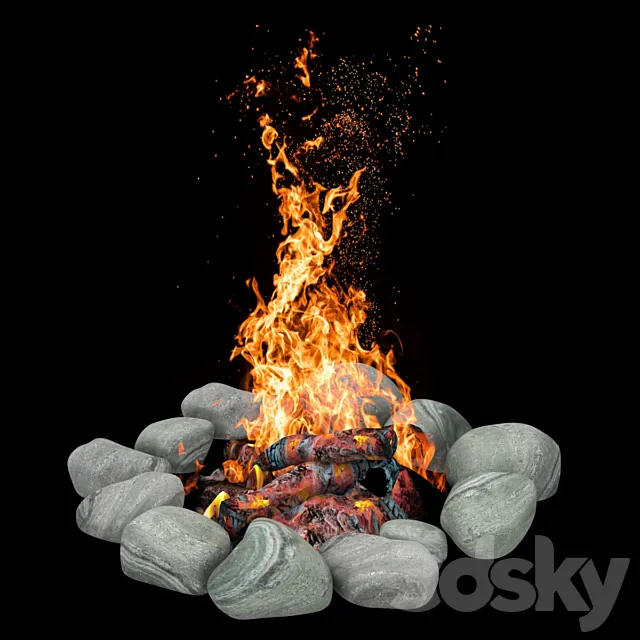 camping fire 007 3DS Max Model