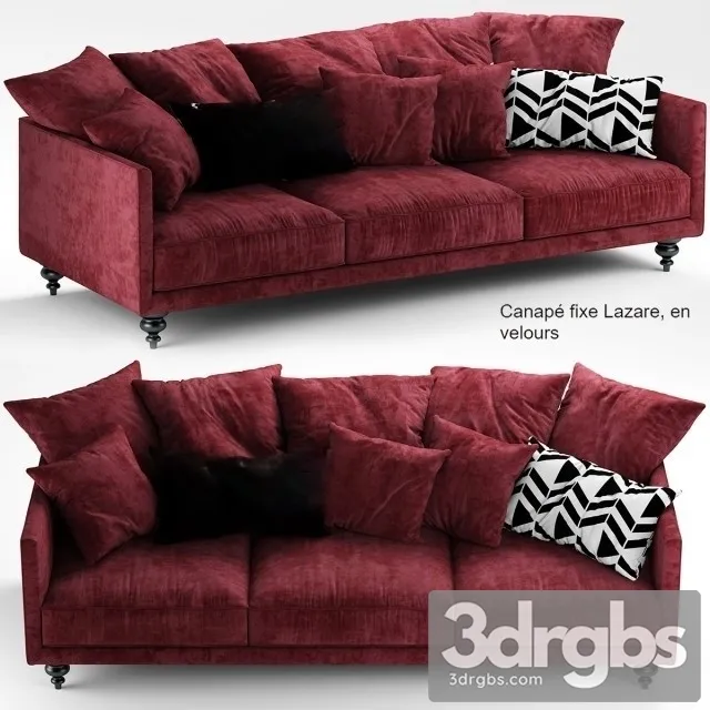 Canape Angle Velours Sofa 01 3dsmax Download