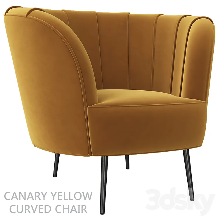 Canary yellow curved chair 3DS Max