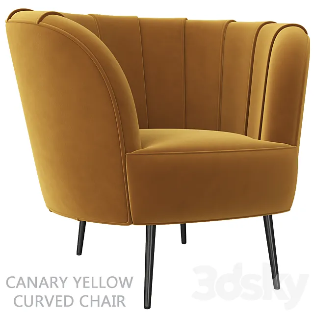 Canary yellow curved chair 3DSMax File