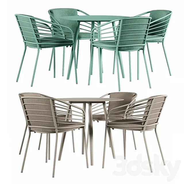 Cancún outdoor cafe table and chair set by BoConcept 3ds Max