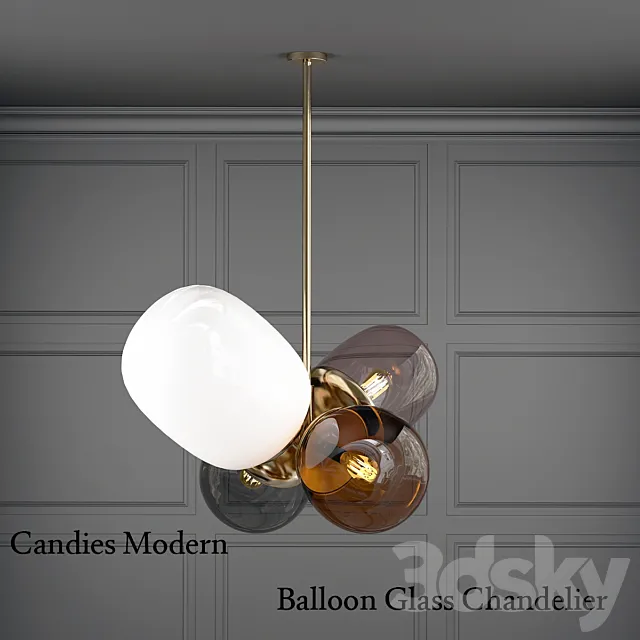 Candies Modern Balloon Glass Chandelier 3DSMax File