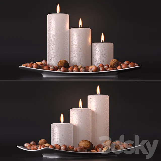 candle and nuts 3ds Max